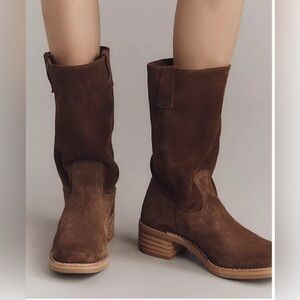 Frye Campus 12R Brownie Brown Suede Heeled Boots Size 6
